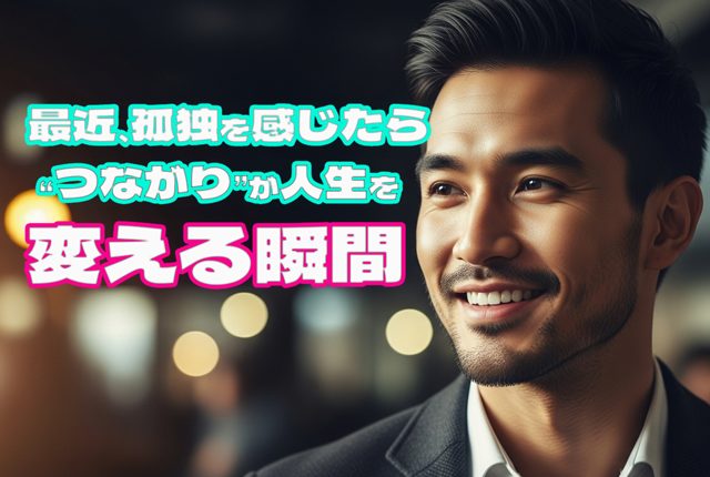 最近、孤独を感じたら──“つながり”が人生を変える瞬間