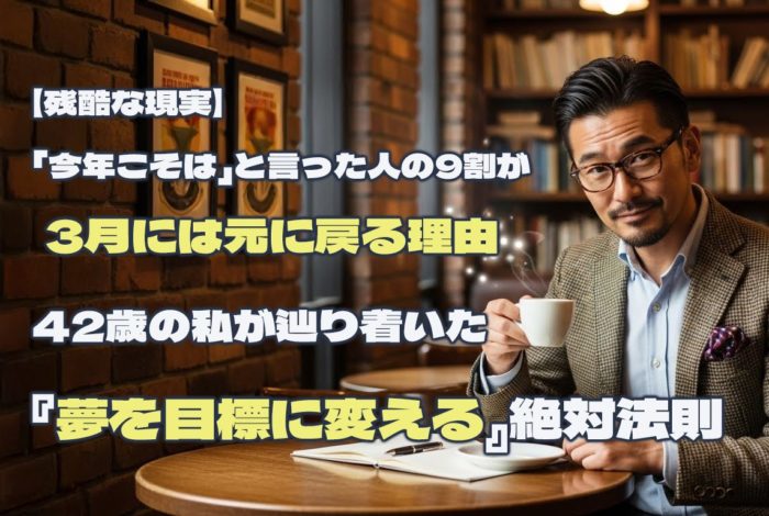 【残酷な現実】「今年こそは」と言った人の9割が、3月には元に戻る理由。42歳の私が辿り着いた『夢を目標に変える』絶対法則 23 【残酷な現実】「今年こそは」と言った人の9割が、3月には元に戻る理由。42歳の私が辿り着いた『夢を目標に変える』絶対法則
