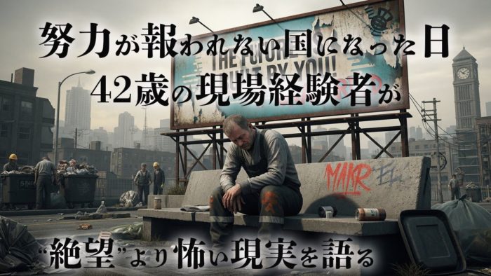 努力が報われない国になった日。42歳の現場経験者が“絶望”より怖い現実を語る